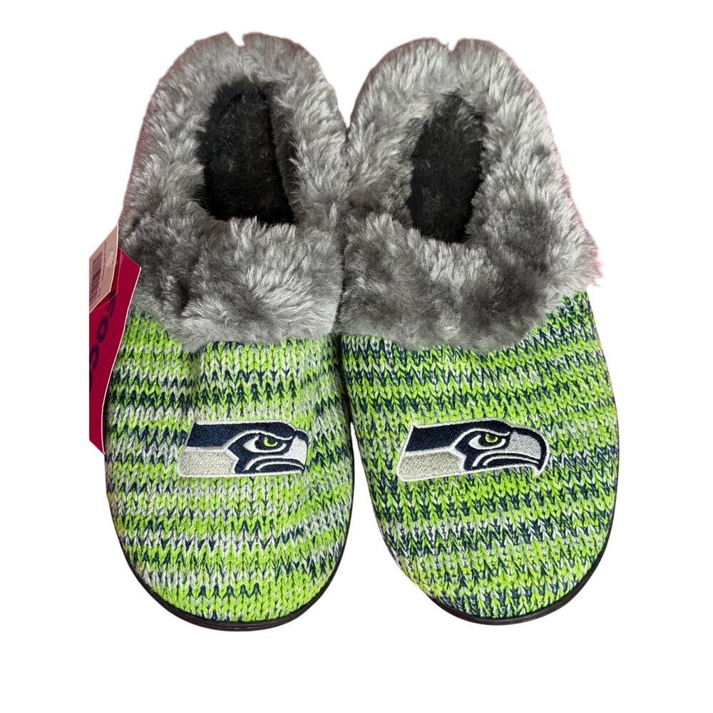 Seattle Seahawks NFL Men’s Knit Slippers by FOCO Sz XL Color Blue w/Green